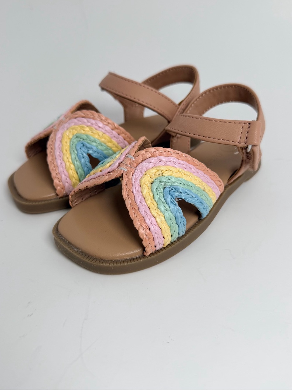 Target Brown Kids Sandals with Pastel Rainbow Braided Straps